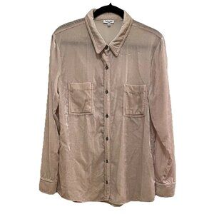 SPLENDID Almond Velveteen Pocket Long Sleeve Shirt Sz L